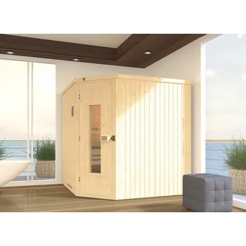 Sauna Bio sauna z masivního dřeva Weka Varberg HT vel.3 vč. 7,5kW bio kamen a digitálního ovládání se dřevěnými dveřmi a tepelně izolačním sklem