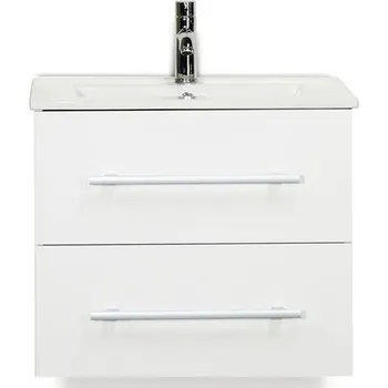 Koupelnový nábytek Koupelnový nábytkový set Stretto 60 cm s keramickým umyvadlem bílá vysoce lesklá