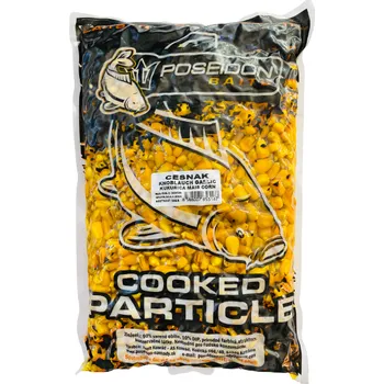 Návnadová surovina POSEIDON BAITS - Vařená kukuřice v dipu 1,5kg Příchuť: Česnek