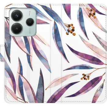 Pouzdro na mobilní telefon Flipové pouzdro iSaprio - Ornamental Leaves - Xiaomi Redmi Note 14 5G