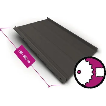 plechová krytina Plech se stojatou drážkou PRECIT Click Stripes SandShape šedohnědá RAL 8019 0,5 mm, šířka 55 cm, délka na přání 100-600 cm