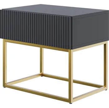 Noční stolek Noční stolek Veldio 50 cm Černý se zlatými nohami - Selsey Design