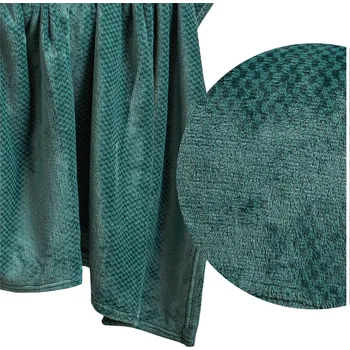 Prostěradlo Deka z Mikrovlákna Plyšová Jemná Mřížka Pled Willy 200x220 Lahvově Zelená