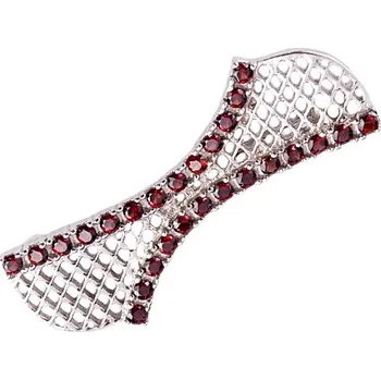 Brož granát - stříbrná brož - mašle (5599) povrchová úprava: rhodiované