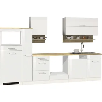 Kuchyňská linka Kuchyňská linka Held Möbel Mailand 310 cm barva čela bílá vysoce lesklé barva korpusu bílá matný