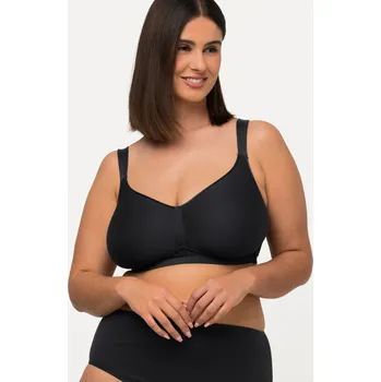 Podprsenka Ulla Popken, Plus size Podprsenka, prostorné košíčky, bez kostic, mikrovlákno, C-D pro plnoštíhlé nadměrná velikost, 819009100-1110, černý, 85E, Nadměrné velikosti, Plus size oblečení, Oblečení pro boubelky, Oblečení pro baculky, Oblečení pro plnoštíhlé, 