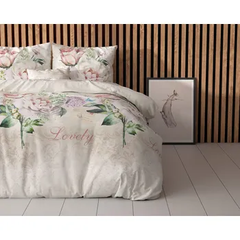 Povlečení Sleeptime Bavlněné povlečení Lovely Flowe Beige Velikost: 140x220, 60x70