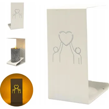 Svíčka Bílá hřbitovní svíčka RODINA SRDCE ODOLNÁ nerezová LUCERNA PRO DĚTI výška 20 cm