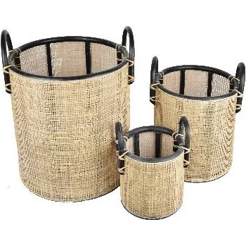 Květináč Van der Leeden Koš/Obal na květináč, výplet, přírodní/černá, pr.41x40cm, set 3 kusů|Van Der Leeden 1915