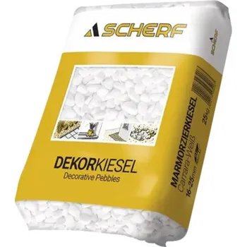 Přírodní kámen Štěrk mramorový kararský 16–25 mm bílý balení 25 kg