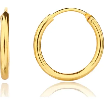 Náušnice Bealio BEALIO Stříbrné náušnice HLADKÉ KRUHY 14 mm yellow 03-13421-3380