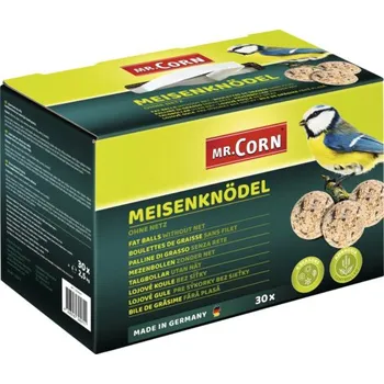 Krmivo pro ptáka Krmivo pro divoké ptactvo Mr. Corn lojové koule 30 ks bez síťky v kartonu k celoročnímu krmení, Made in Germany
