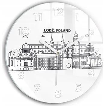 Hodiny Moderní skleněné nástěnné hodiny Loď architektura panorama kulatý průměr 30 cm