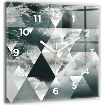 Hodiny Nástěnné čtvercové skleněné hodiny s grafikou Abstrakce mořské vlny 60x60 cm