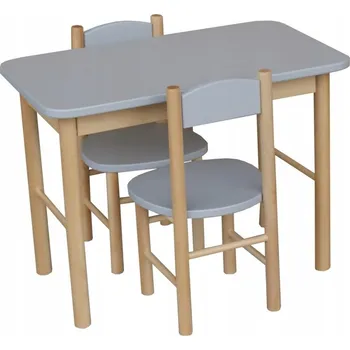 Jídelní židlička Dětský set, dětský stolek a židle dřevěný šedý metdre