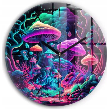 Hodiny Nástěnné hodiny kulatý dekorativní klasické kuchyňské Neonové houby průměr 30 cm