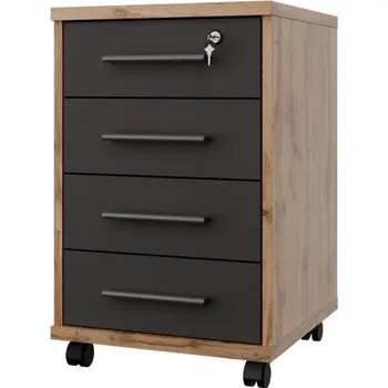 Komoda Uzamykatelný kontejner NEJBY GIANNI, dub wotan/antracit + vyzvednutí ZDARMA