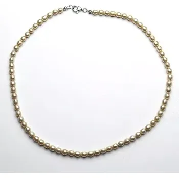 Náhrdelník Náhrdelník přírodní perly lososové 5 mm (Stříbrný perlový náhrdelník 44 cm)
