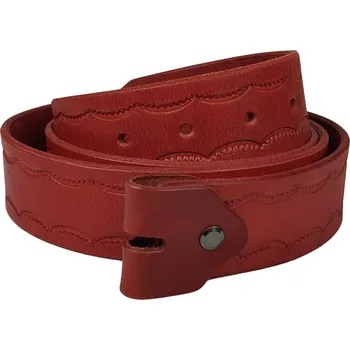 Opasek ČESKÝ VÝROBCE Opasek kožený zdobený bez spony vzor 11 červená 137 cm