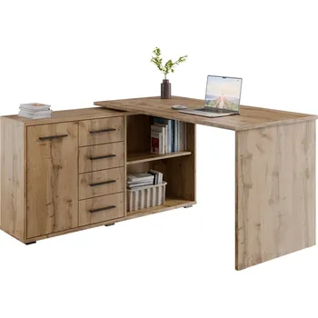 Psací stůl Rohový psací stůl NEJBY GIANNI, levý, dub wotan + vyzvednutí ZDARMA