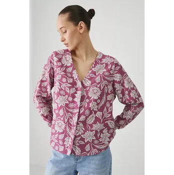 Dámská halenka Halenka s lněnou směsí Medicine růžová barva, vzorovaná RS25.BDD070 34A, vel. M