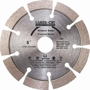 Řezný kotouč Diamantový kotouč segmentový 125 x 22,23 x 12mm LSS LASER-CUT L00107