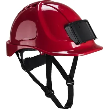 Pracovní přilba PORTWEST ENDURANCE PB55 / Ventilovaná přilba s držákem pro ID kartu - červená