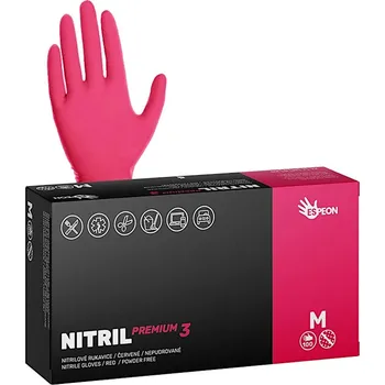 Pracovní rukavice Silné nitrilové rukavice Espeon Nitril Premium 3 - 100 ks, červené, velikost M (100159) + dárek zdarma