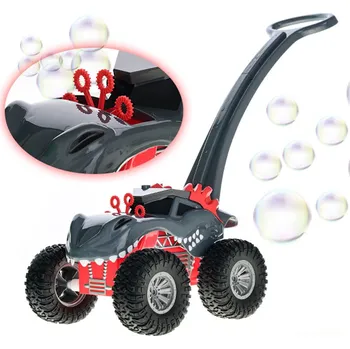 Bublifuk Auto dinosaurus monster truck 30 cm s bublifukovačem šedé s náplní na baterie
