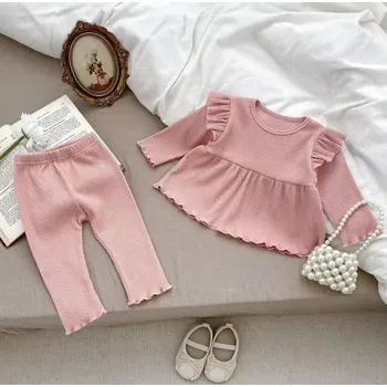 2-dílná dívčí souprava s volánky topík a legínky (6 měsíců-4 roky) Barva: Pink, Velikost: 90 (18–24 měsíců)​