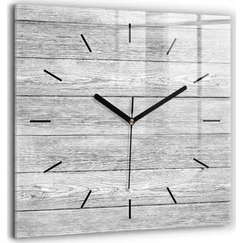 Hodiny Minimalistické Čtvercové Skleněné Hodiny Nástěnné Dřevěné Panely 60x60 cm