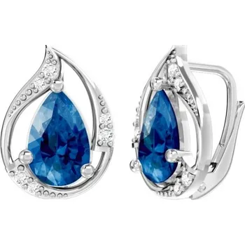 Náušnice Couple, Neotřelé náušnice Bethany, bílé zlato a barevné zirkony, Patent dámský, 585-66-3-0376.1B00.0.00.102.08