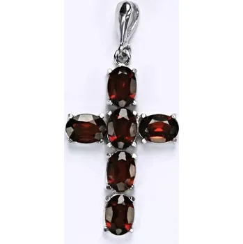 Přívěsek Stříbrný přívěsek křížek přírodní granát - P1239/22 (Stříbrný přívěsek křížek s granáty)