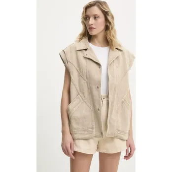 Dámská vesta Džínová vesta Answear.LAB béžová barva C10449.hos 80X, vel. S/M