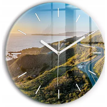 Hodiny Moderní skleněné nástěnné hodiny s potiskem Cesta po San Franciscu průměr 30 cm