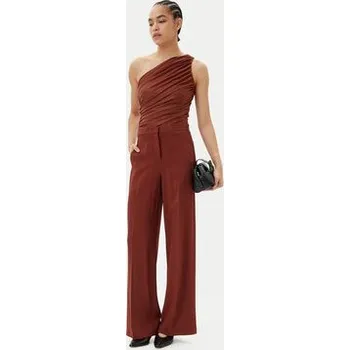 Dámské kalhoty PINKO Kalhoty z materiálu Pergamino 100331 A213 Hnědá Regular Fit 46