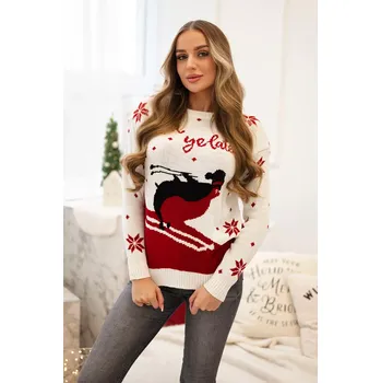 Pánský svetr Ecru svetr s vánočním motivem Kesi bílá 3099969