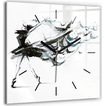 Hodiny Skleněné nástěnné hodiny do kanceláře S Potiskem Tančící baletka, 60x60 cm