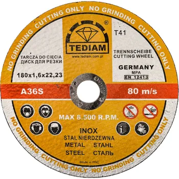 Řezný kotouč Řezný kotouč na kov Tediam 180x22,2 mm