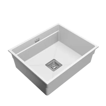 Granitový dřez Gamma Decor 6050, 1-komorový granitový dřez 600x500x220 mm, bílá, GMA-ZLE000113