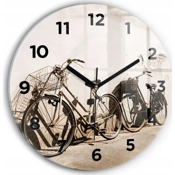 Hodiny Skleněné nástěnné hodiny do moderního interiéru s grafikou Italské kolo průměr 30 cm
