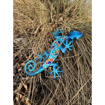 Obraz Tyrkysové kovové ještěrky s dekoračním sklem Design: Levé