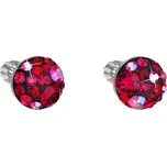 Stříbrné náušnice pecka s krystaly Swarovski červené kulaté 31336.3 cherry