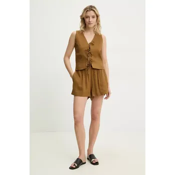 Dámská vesta Vesta a lněné šortky Answear.LAB hnědá barva 51058.tos 82X, vel. L