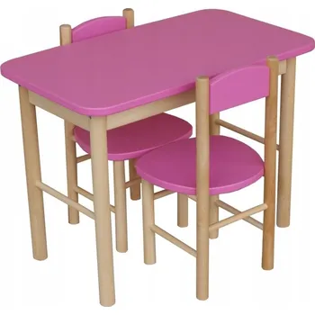 Jídelní židlička Dětský set, dětský stolek a židle dřevěný růžový metdre