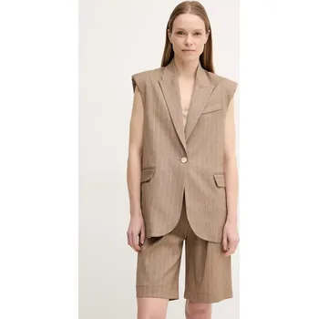 Dámská vesta Vesta s příměsí lnu La Petite Française VALMY PFVALMY béžová 80X, vel. 36