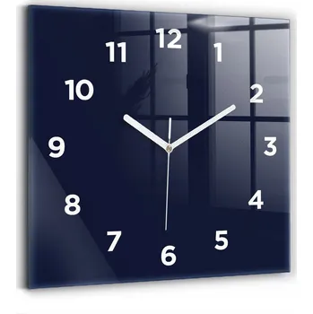 Hodiny Minimalistické Skleněné Nástěnné Hodiny s Vzorem Tmavě Modrá 30x30 cm