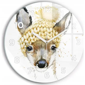 Hodiny Minimalistické Kulatý Skleněné Nástěnné Hodiny S Potiskem Srnka průměr 30 cm