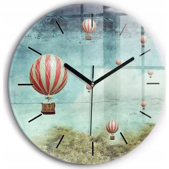 Hodiny Foto Skleněné Hodiny Nástěnné Do Moderních Interiérů Malované balóny průměr 60 cm