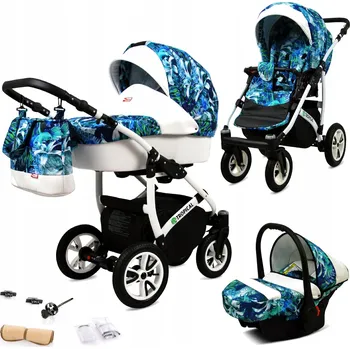 Kočárek Dětský kočárek 3v1 BabyLux Tropical: sporťák, hluboká korba, autosedačka